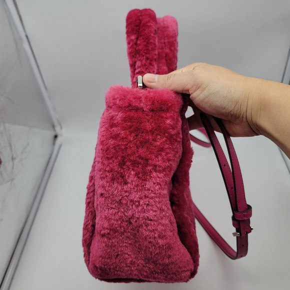 Kate Spade Ella Faux Shearling Small Tote K9390 Festive Pink - Picture 4 of 6